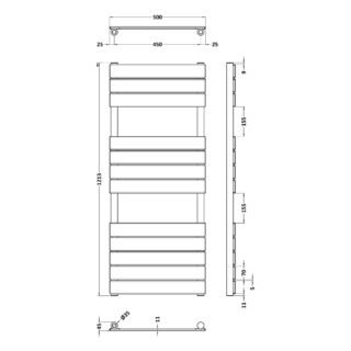 Hudson Reed Piazza Flat Panel Heated Towel Rail - 1213mm x 500mm - Brushed Brass - Image 3
