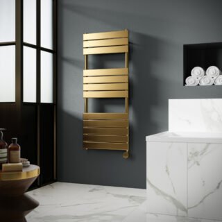 Hudson Reed Flat Panel Electric Towel Rail - Brushed Brass - Image 3