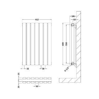 Hudson Reed Revive Double Panel Horizontal Designer Radiator - Anthracite - Image 7