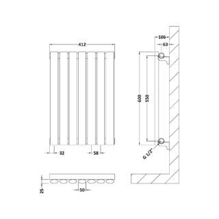 Hudson Reed Revive Single Panel Horizontal Designer Radiator - Anthracite - Image 5