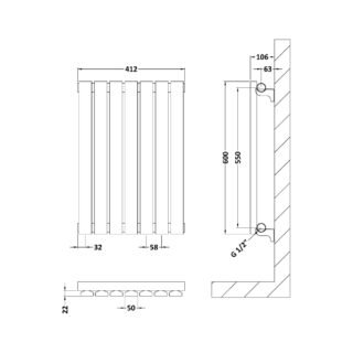 Hudson Reed Sloane Single Panel Horizontal Designer Radiator - Anthracite - Image 5