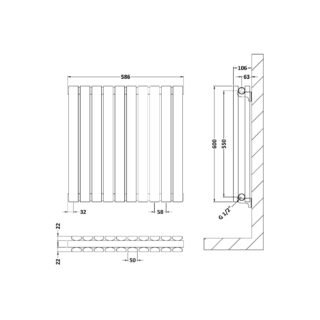 Hudson Reed Sloane Double Panel Horizontal Designer Radiator - Anthracite - Image 8