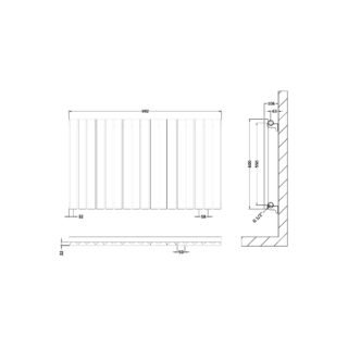 Hudson Reed Sloane Single Panel Horizontal Designer Radiator - Anthracite - Image 7