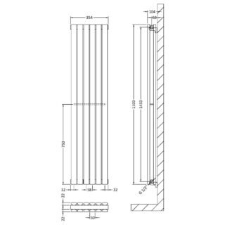 Hudson Reed Sloane Double Panel Vertical Designer Radiator - Anthracite - Image 8