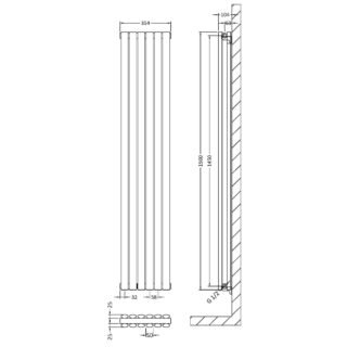 Hudson Reed Revive Double Panel Vertical Designer Radiator - Anthracite - Image 4