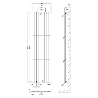 Hudson Reed Revive Single Panel Mirrored Vertical Designer Radiator - 1800mm x 499mm - Image 2