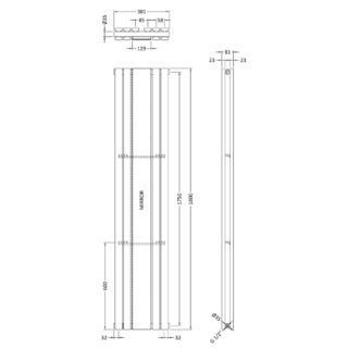 Hudson Reed Sloane Double Panel Mirrored Vertical Designer Radiator - 1800mm x 381mm - Image 3