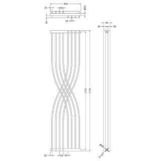 Hudson Reed Xcite Vertical Designer Radiator - 1775mm x 450mm - Image 3