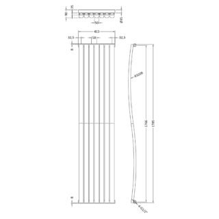 Hudson Reed Revive Wave Vertical Designer Radiator - 1785mm x 413mm - Image 2