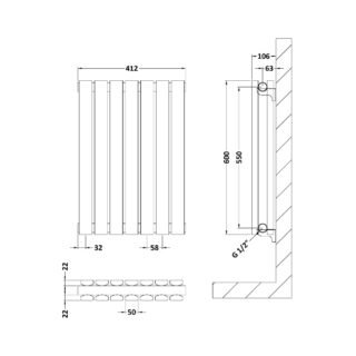 Hudson Reed Sloane Double Panel Horizontal Designer Radiator - Satin White - Image 7