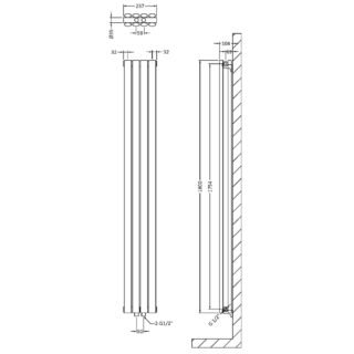 Hudson Reed Revive Space Saving Double Vertical Designer Radiator - 1800mm x 236mm - Image 5