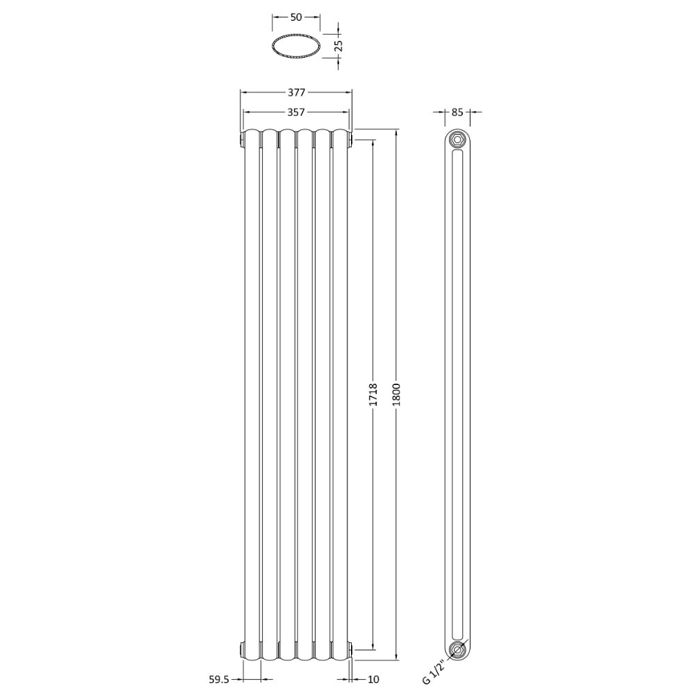 Hudson Reed Salvia Vertical Designer Radiator - Anthracite - Image 5