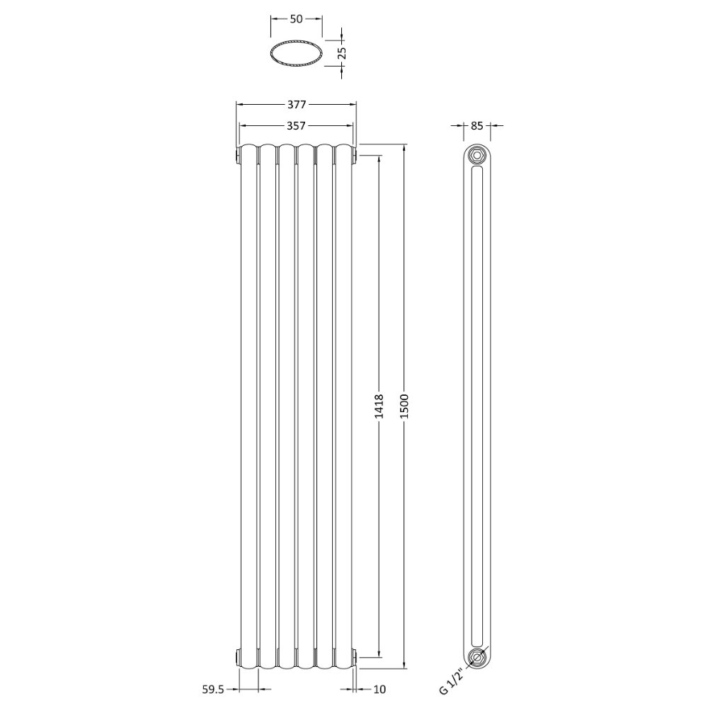 Hudson Reed Salvia Vertical Designer Radiator - Anthracite - Image 3