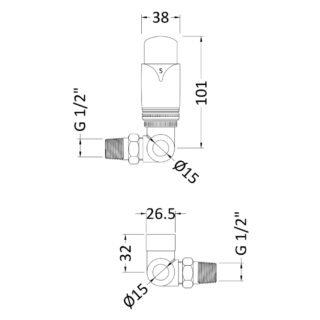 Hudson Reed Luxury Corner Thermostatic Radiator Valves Pair - Chrome - Image 2