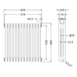 Hudson Reed Colosseum Traditional 3 Column Radiator - White - Image 11