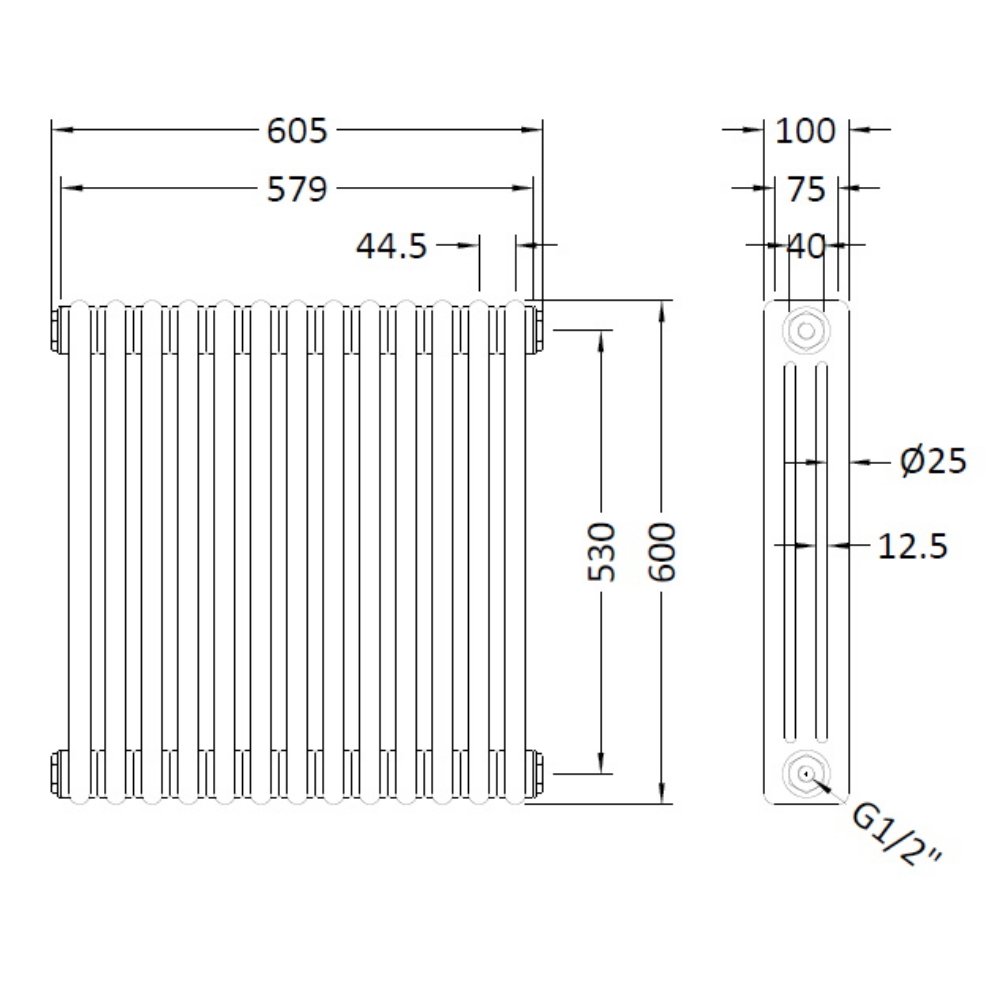 Hudson Reed Colosseum Traditional 3 Column Radiator - White - Image 11