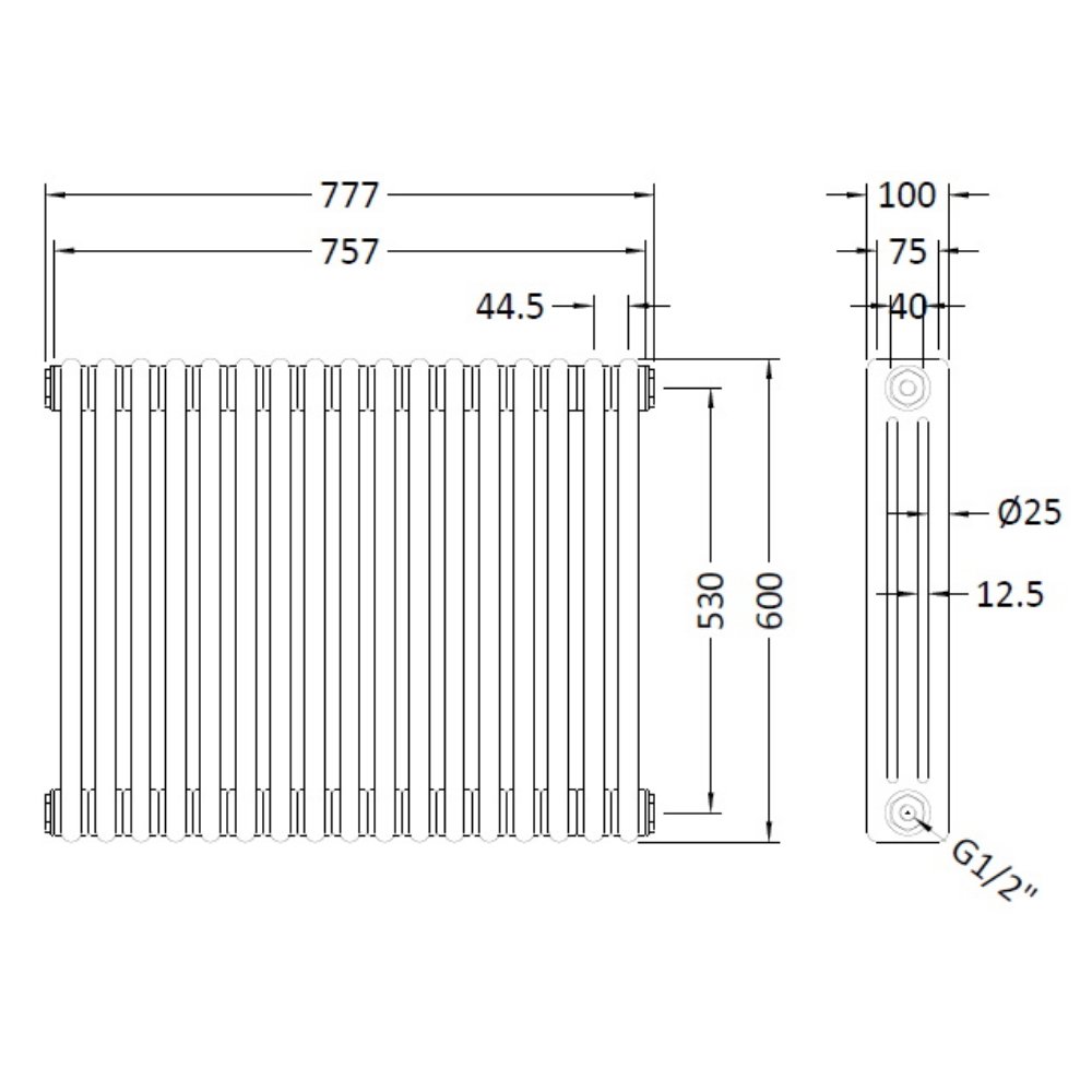 Hudson Reed Colosseum Traditional 3 Column Radiator - White - Image 12