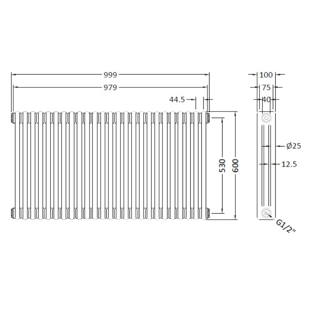 Hudson Reed Colosseum Traditional 3 Column Radiator - White - Image 13
