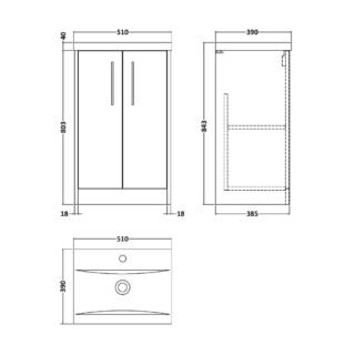 Hudson Reed Juno 2 Door Floorstanding Vanity Unit With Basin 1 - 1 TH - Image 5