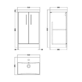Hudson Reed Juno 2 Door Floorstanding Vanity Unit With Basin 3 - 1 TH - Image 3