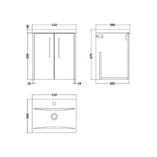 Hudson Reed Juno 2 Door Wall Hung Vanity Unit With Basin 1 - 1 TH - Image 2
