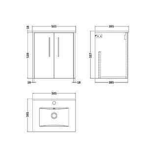 Hudson Reed Juno 2 Door Wall Hung Vanity Unit With Basin 2 - 1 TH - Image 2