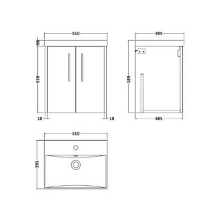 Hudson Reed Juno 2 Door Wall Hung Vanity Unit With Basin 3 - 1 TH - Image 2