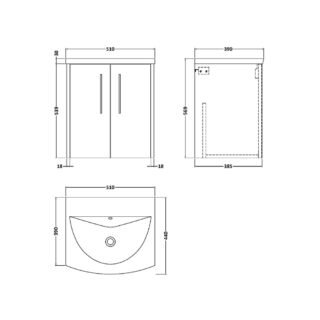 Hudson Reed Juno 2 Door Wall Hung Vanity Unit With Basin 4 - 1 TH - Image 2
