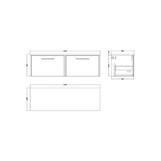 Hudson Reed Juno 2 Drawer Wall Hung Vanity Unit With Worktop - 1200mm Wide - Image 2
