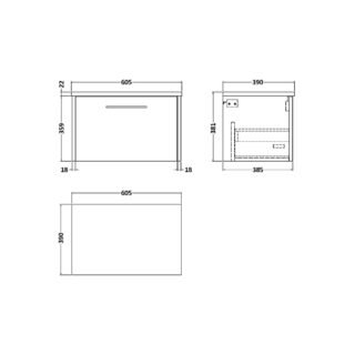 Hudson Reed Juno 1 Drawer Wall Hung Vanity Unit With Worktop - Image 2