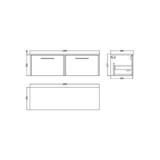 Hudson Reed Juno 2 Drawer Wall Hung Vanity Unit And Worktop - 1200mm Wide - Image 2