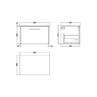Hudson Reed Juno 1 Drawer Wall Hung Vanity Unit And Worktop - Image 2