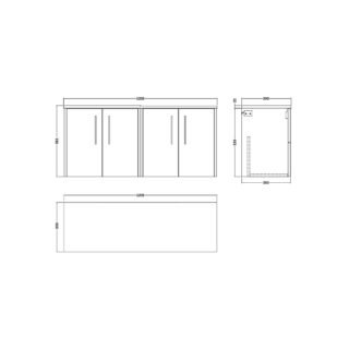 Hudson Reed Juno 4 Door Wall Hung Vanity Unit With Worktop - 1200mm Wide - Image 2