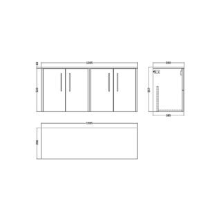 Hudson Reed Juno 4 Door Wall Hung Vanity Unit And Worktop - 1200mm Wide - Image 2