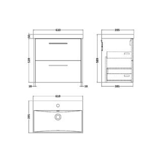 Hudson Reed Juno 2 Drawer Wall Hung Vanity Unit With Basin 3 - 1 TH - Image 14