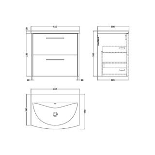 Hudson Reed Juno 2 Drawer Wall Hung Vanity Unit With Basin 4 - 1 TH - Image 14