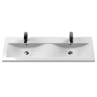 Hudson Reed Juno 4 Door Wall Hung Vanity Unit With Double Ceramic Basin - 1200mm Wide - Image 3