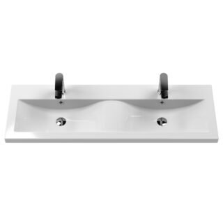 Hudson Reed Juno 4 Drawer Wall Hung Vanity Unit With Double Ceramic Basin - 1200mm Wide - 2 TH - Image 5