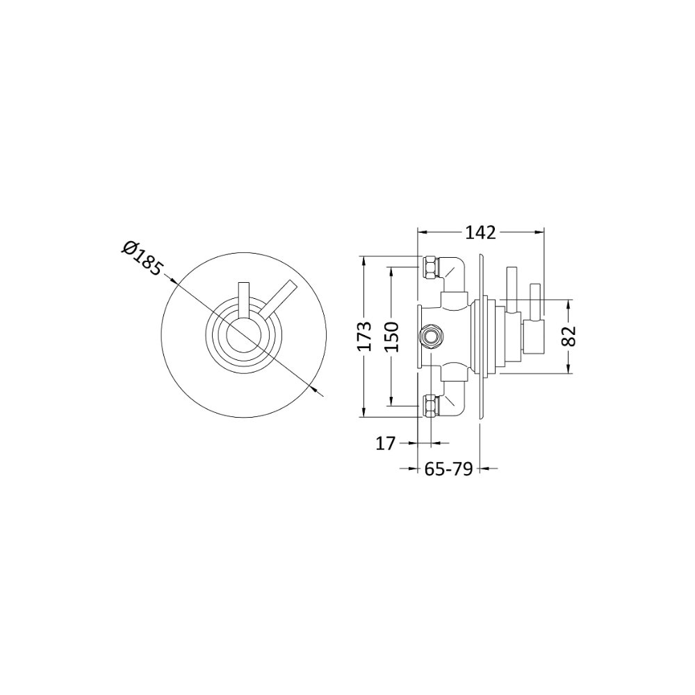 Hudson Reed Tec Dual 1 Outlet Thermostatic Concealed Shower Valve - Chrome - Image 3