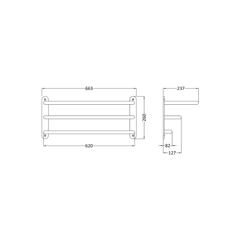 Hudson Reed 3 Tier Towel Rack - 612mm Wide - Chrome - Image 2