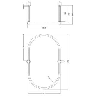 Hudson Reed Oval Shaped Shower Ring - 1092mm Wide - Chrome - Image 2