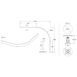 Hudson Reed Shower Tray Leg For 700mm-900mm Quad And Offset Trays - Image 2