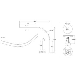 Hudson Reed Shower Tray Leg For 1000mm-1200mm Quad And Offset Trays - Image 2