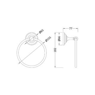 Hudson Reed Traditional Round Towel Ring - 155mm Wide - Chrome - Image 3