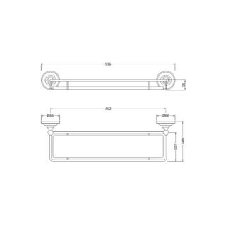 Hudson Reed Traditional Glass Shelf With Holder - 466mm Long - Chrome - Image 2