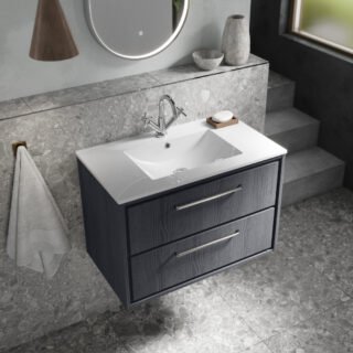 Hudson Reed Lille 2 Drawer Wall Hung Vanity Unit With Minimalist Ceramic Basin - 1 TH - Image 3