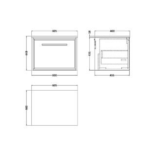 Hudson Reed Lille 1 Drawer Wall Hung Vanity Unit And Worktop - Image 2