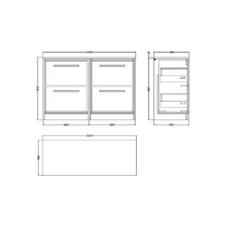 Hudson Reed Lille 4 Drawer Floorstanding Vanity Unit And Worktop - 1200mm Wide - Image 2