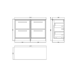 Hudson Reed Lille 4 Drawer Floorstanding Vanity Unit With Worktop - 1200mm Wide - Image 2
