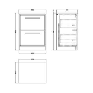 Hudson Reed Lille 2 Drawer Floorstanding Vanity Unit And Worktop - Image 2